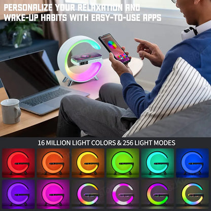 6-IN-1 Wireless Charger Alarm Clock With Speaker