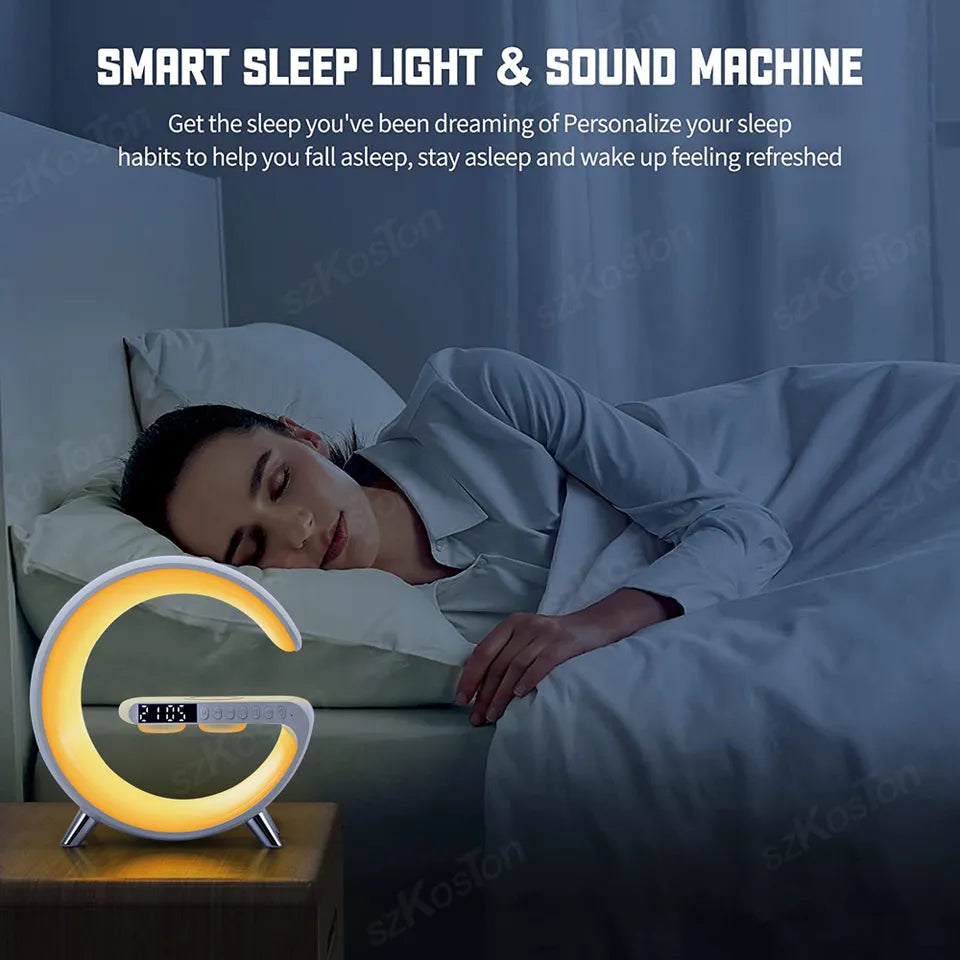 6-IN-1 Wireless Charger Alarm Clock With Speaker