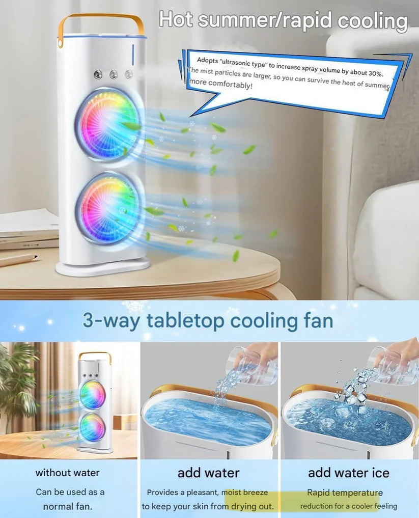Portable Fan – Double Ended Spray Fan, Desk Fan with Mist Spray,
